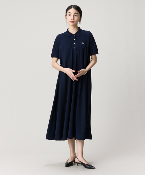 LACOSTE（ラコステ） ワンピース 夏 半袖 インディゴ鹿の子ポロドレス