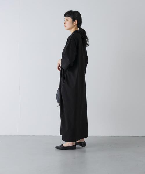 かぐれ ワンピース 「2サイズ展開」オープンカラーカットワンピース