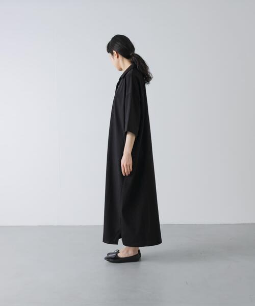 かぐれ ワンピース 「2サイズ展開」オープンカラーカットワンピース 