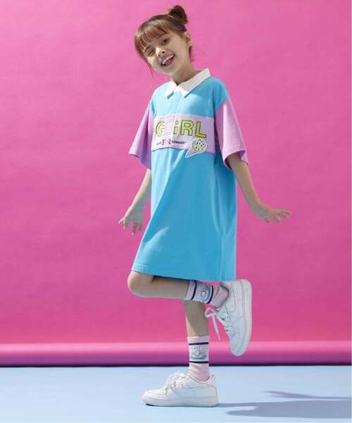 ワンピース 「サーティワン アイスクリーム」ラガーミニ丈Tワンピース キッズ 子供服 女の子の画像