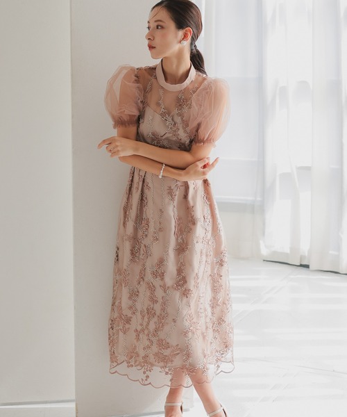 「haremode」 半袖ワンピース M ネイビー レディース_画像5