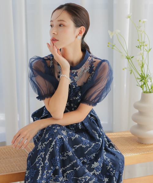 「haremode」 半袖ワンピース M ネイビー レディース_画像9