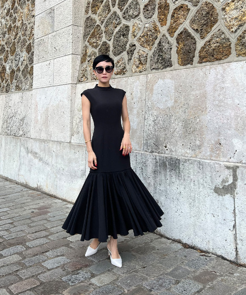 JENNE 半袖 ロングワンピース ブラック Sサイズ カットソーIライン