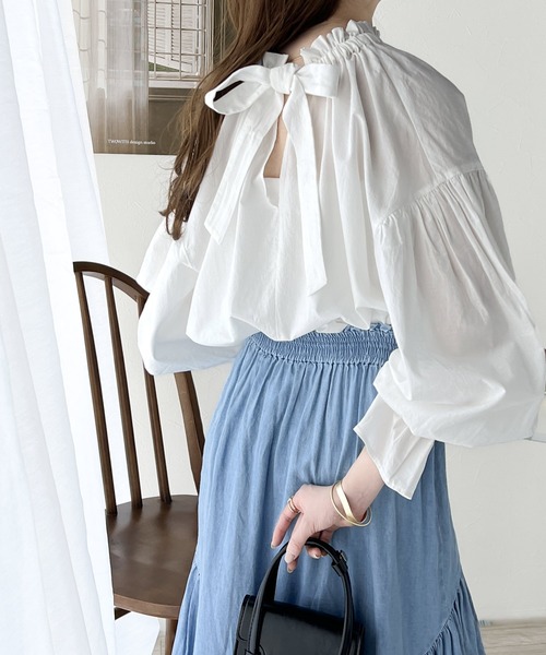 「classicalelf」 長袖ブラウス LARGE ブルー レディース_画像9