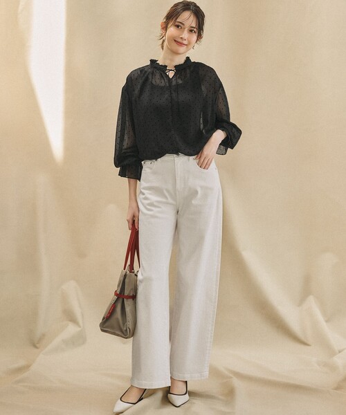 ブラウス シャツ フロッキードット レディース : ZOZOTOWN Yahoo!店