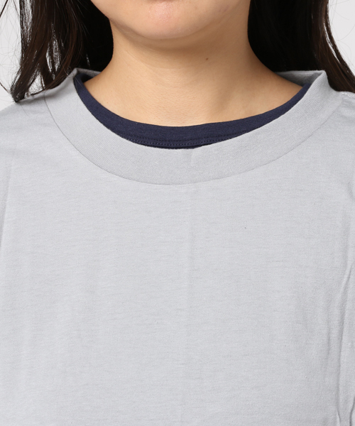 tシャツ Tシャツ WEST SHORE リアルレイヤード2in1Tee/無地 グレー ネイビー Tシャツ05