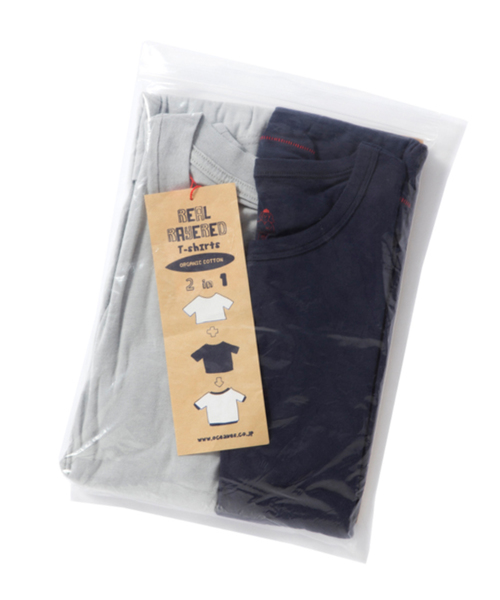 tシャツ Tシャツ WEST SHORE リアルレイヤード2in1Tee/無地 グレー ネイビー Tシャツ01