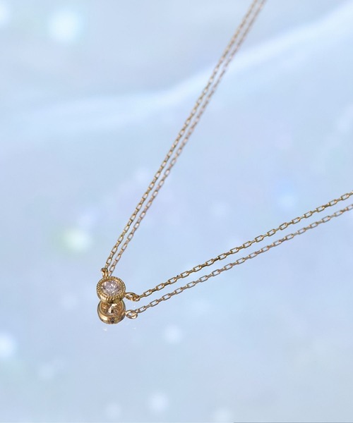 ネックレス 入学式 「K18」一粒ダイヤモンドネックレス/金属アレルギー対応「動画あり」「全長41cm(調整した時の長さ37.5cm）」 レディースの画像