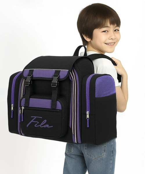 【色: fmk1011正規ロゴブラックパープル】[フィラ] リュック キッズリュ FILA（フィラ） リュック キッズ リュックサック 大容量 50L ICカード