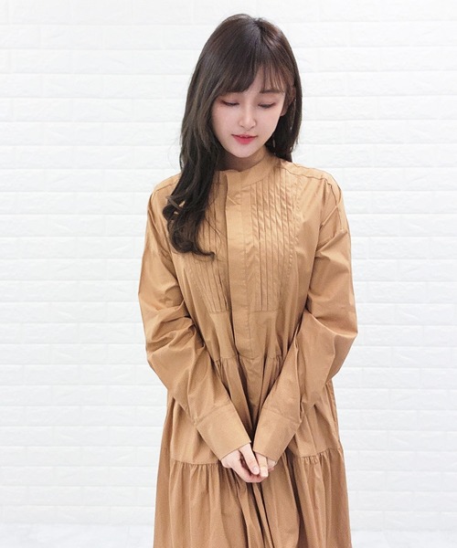 トレンド 長袖 シャツ ワンピース デイリー スタイルデリ STYLE DELI ドライツイルかぶりシャツワンピース