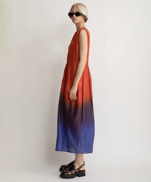 ワンピース グラデーションタックワンピース AULA