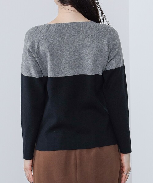 ニット セーター BEAMS HEART / バイカラー 総針 ニットプルオーバー レディース BEAMS HEART ニット セーター / バイカラー 総針 ニットプル
