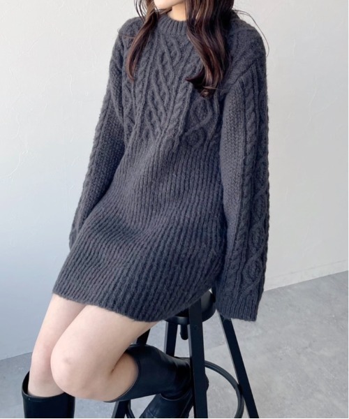 Heather（ヘザー） ワンピース ケーブルニットミニワンピース 986362