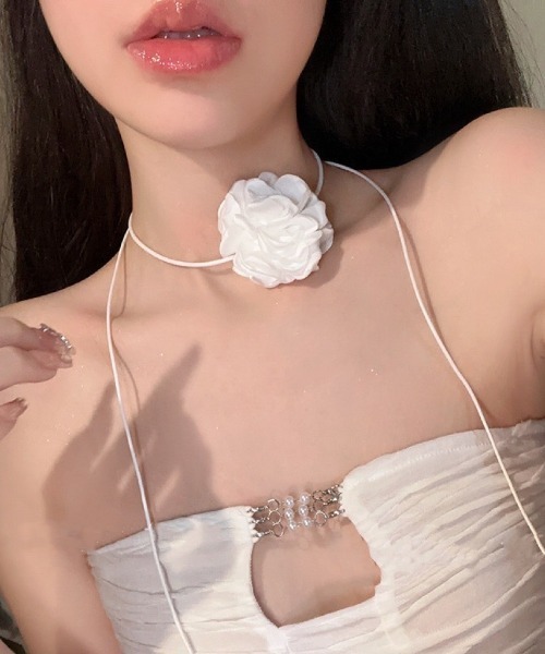 【関税込み】Blumarine ピンク ローズ チョーカー チョーカー フラワー 花 薔薇 ハート レディース アクセサリー