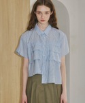 ブラウス シャツ 「ZOZOTOWN限定」asymmetry frill short sleeve shirt/半袖フリルシャツ レディース ZOZOTOWN限定】asymmetry frill short sleeve shirt/半袖フリル