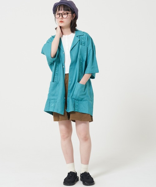 ROUGH TRADE シャツ 麻レーヨン 半袖キューバシャツ(M1) メンズ