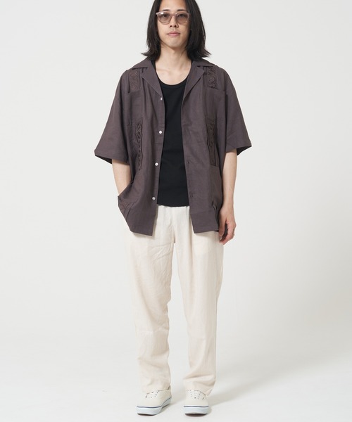 ★限定出品★ CUBAVERA キューバ 半袖シャツ レーヨン ブラウン茶 XL 40』zava キューバシャツ 開襟 刺繍 ブラウン 茶 古着 古着屋