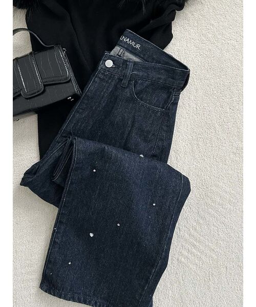 CALNAMUR ジーンズ デニム デニムパンツ ハートビジューサイド CALNAMUR ジーンズ デニム デニムパンツ ハートビジューサイド