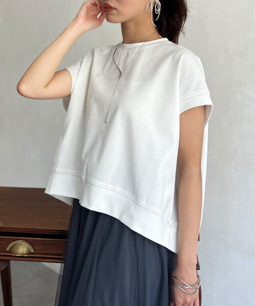 Chez toi（シェトワ） tシャツ ラメ糸ステッチBACKコクーンTシャツ