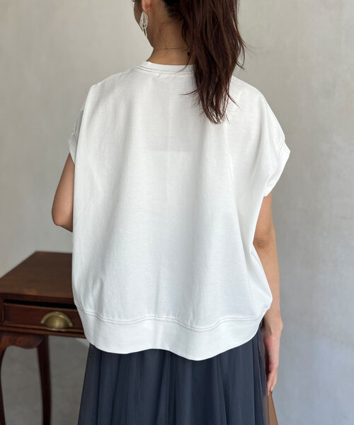 Chez toi tシャツ ラメ糸ステッチBACKコクーンTシャツ
