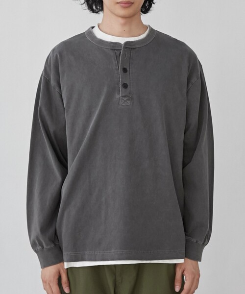 GARMENT ガーメント　ヘンリーネック coen tシャツ ピグメントヘンリーネックロングTシャツ メンズ