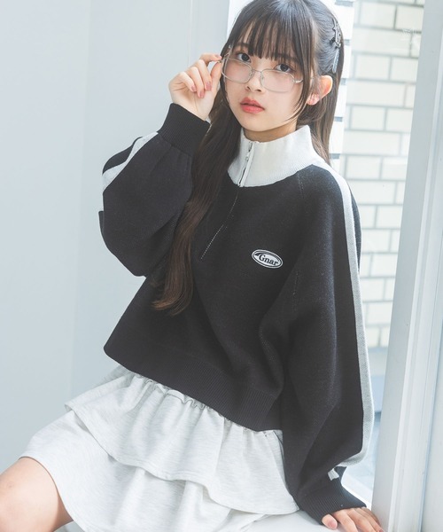 repipi armario ニット セーター ハーフZIPラインニットトップス