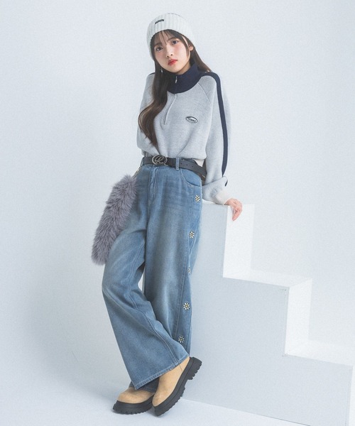 repipi armario（レピピアルマリオ） ニット セーター ハーフZIPライン