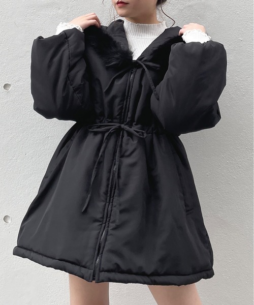 バーバリー 中綿ダウンコート 中長丈 オリーブ色ファー付きダウンコート Riff（リフ） ダウンコート ダウンジャケット フード中綿コート