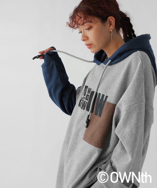 d.i.a/フーディートップス OWNth パーカー 切替ロゴフーディートップス レディース メンズ