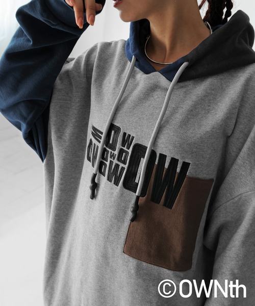 d.i.a/フーディートップス OWNth パーカー 切替ロゴフーディートップス レディース メンズ