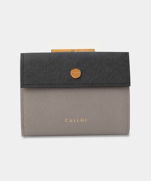 二つ折り財布 財布 Leather Flap Mini wallet  With A Clasp メンズ レディースの画像