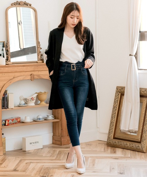 Julia Boutique カーディガン チェーンポイント ロングニット