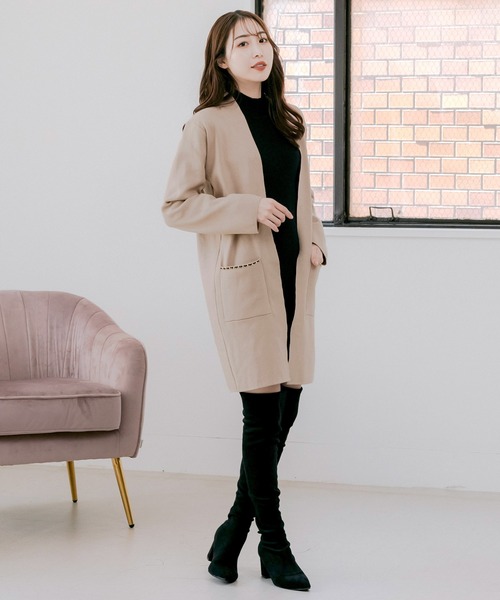 Julia Boutique カーディガン チェーンポイント ロングニット