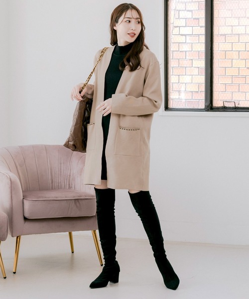 Julia Boutique カーディガン チェーンポイント ロングニット