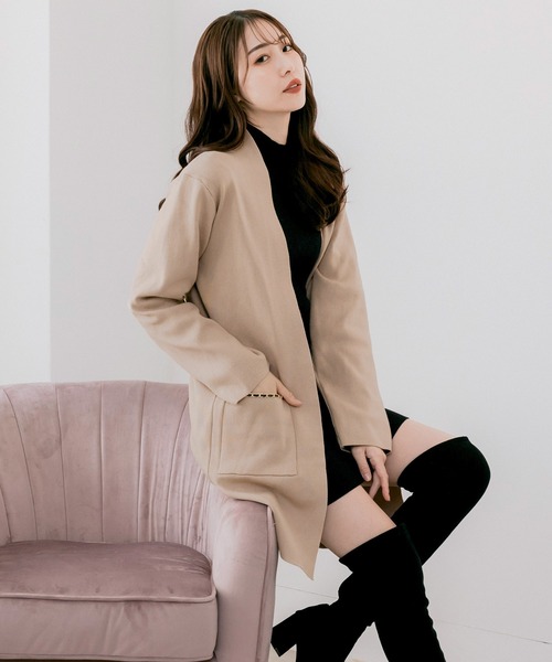 Julia Boutique カーディガン チェーンポイント ロングニット