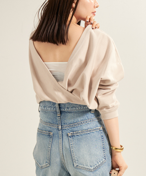 Plage プラージュ　バックオープンフェミニンスウェット plage（プラージュ） tシャツ 「WEB・有楽町店限定」バックオープン