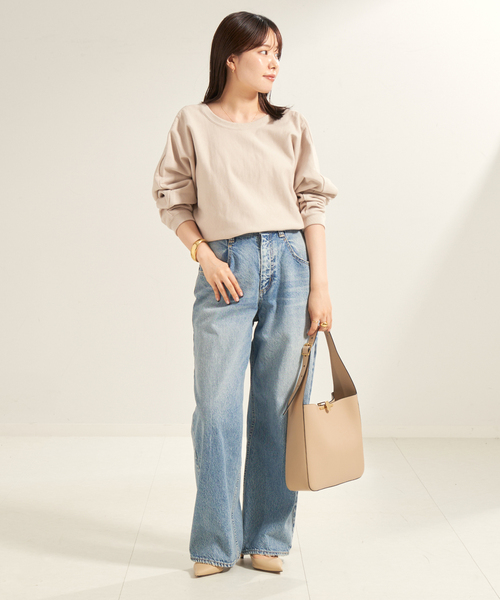 Plage - Plage (プラージュ) 25070922110010 バックオープンフェミニンスウェット WEB・有楽町店限定 レディース ネイビー FREE plage tシャツ 「WEB・有楽町店限定」バックオープンフェミニン