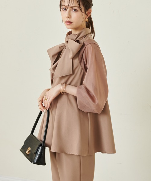 RANAN セットアップ 「2点セット」シアースリーブフレアトップス  