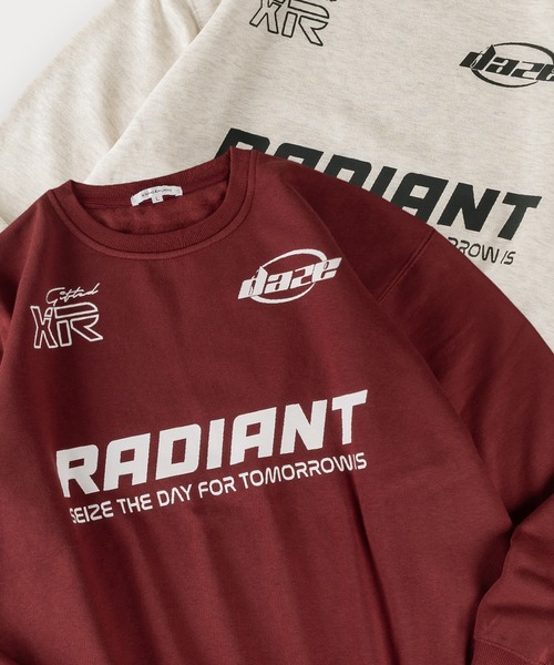 ロングトラックフーズ　BACK ARCH LOGO裏起毛スウェットRED 美品 トレーナー スウェット 「82」サッカーデザイン 裏起毛 ブロークコア