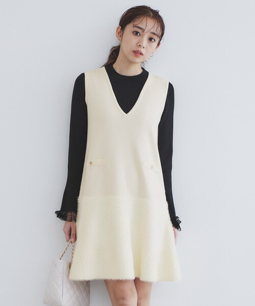 index（インデックス） ワンピース フェザー切り替えニットジャンパー