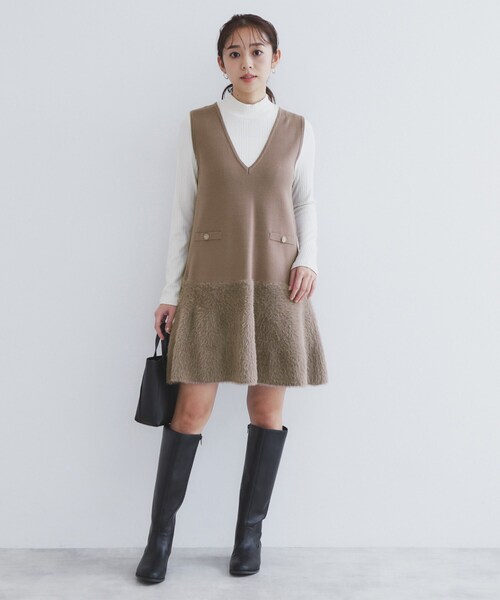 index（インデックス） ワンピース フェザー切り替えニットジャンパー