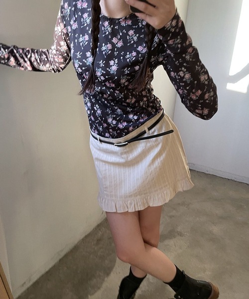 【s30】【ワム / WoM】フラワープリントロンティー　FLOWER PRINT LON T【送料無料】【キャンセル返品交換不可】【let】 フラワープリントロンTee/earth music&ecology（アース