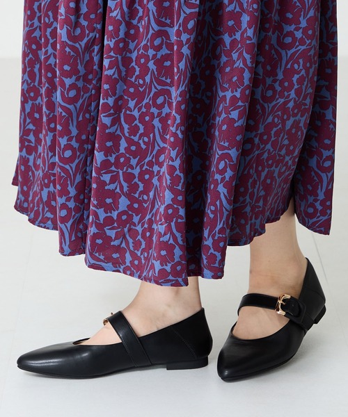 WA ORiental TRaffic パンプス 配色バックル柔らかフラットパンプス