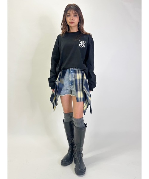 tシャツ BIG EG刺繍ユニセックスロンT レディース EGOIST tシャツ BIG EG刺繍ユニセックスロンT レディース