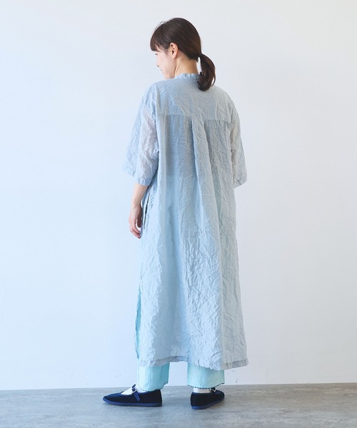 yuni ユニ 新品未使用　コットンナイロンキャッチワッシャーペプラムワンピース ユニ⭐︎yuni ○コットンナイロン キャッチワッシャー ペプラム