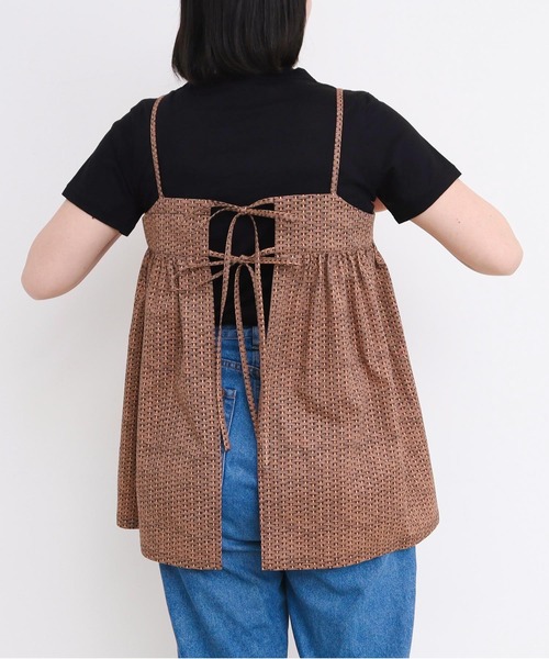 ブラウス シャツ BASKET print キャミブラウス レディース