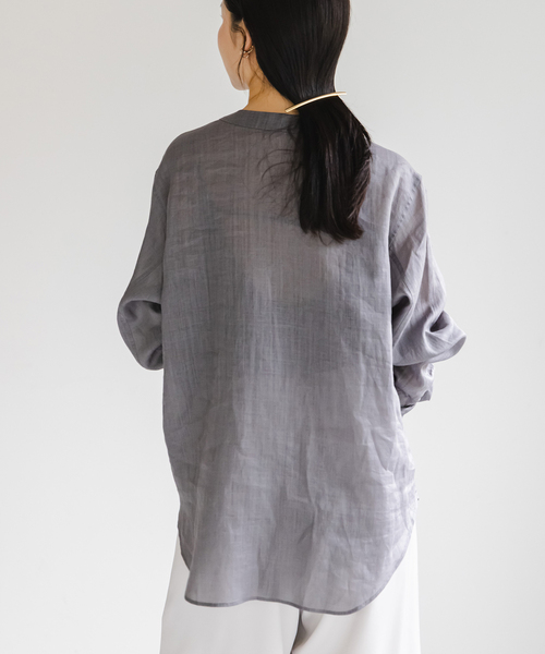 NOBLE ブラウス シャツ 「追加」「洗える」ラミーシアーVカラー