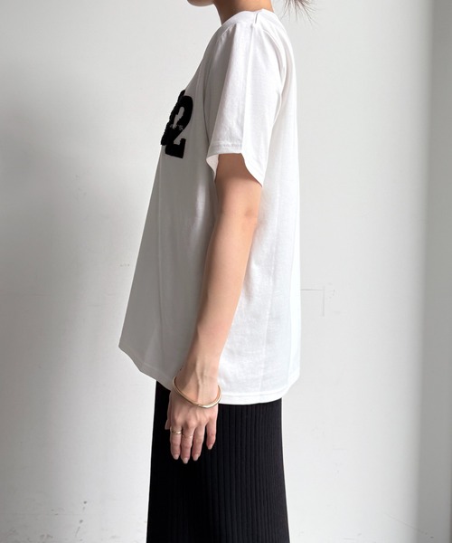 DouDou（ドゥドゥ） tシャツ 半袖 サガラ刺繍D2ワッペンTEE レディース