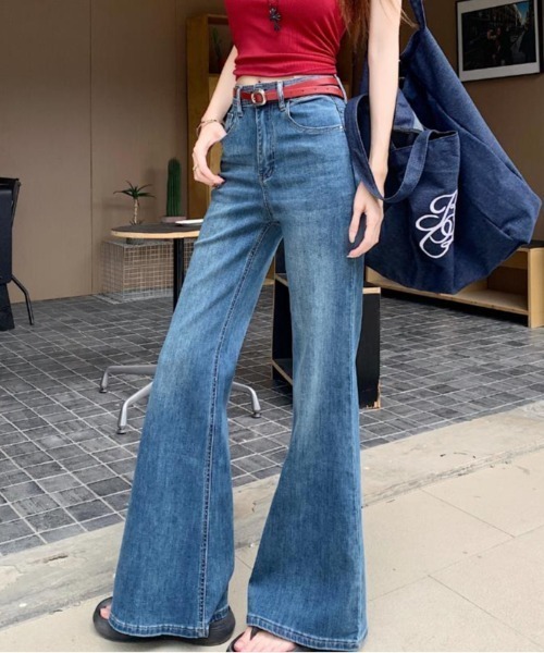 ジーンズ デニム デニムパンツ ハイウエスト フレア パンツ