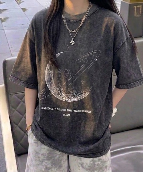tシャツ 「UNISEX」ムーンプリントピグメントT メンズ レディース